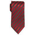 Stock Red/ Black Striped Polyester Tie